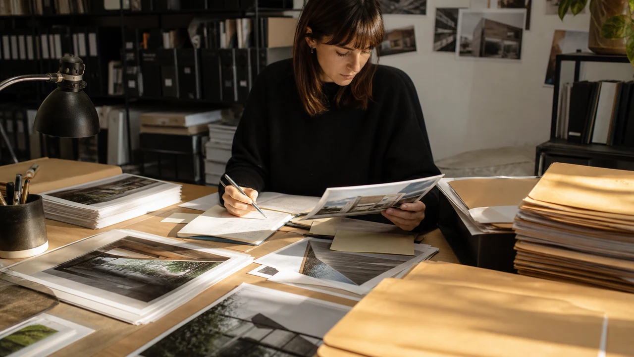 Architecture marketing team checking credits and permissions for a case study