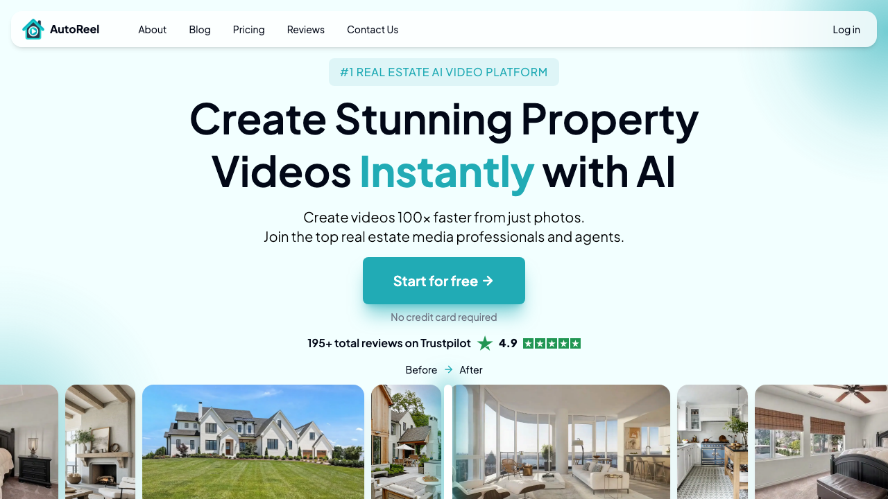 AutoReel AI real estate video generator homepage