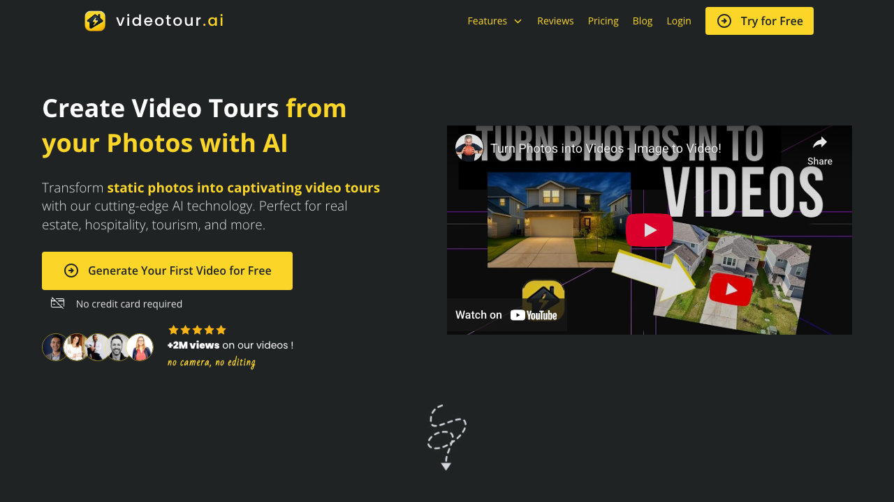 VideoTour.ai real estate video generator homepage