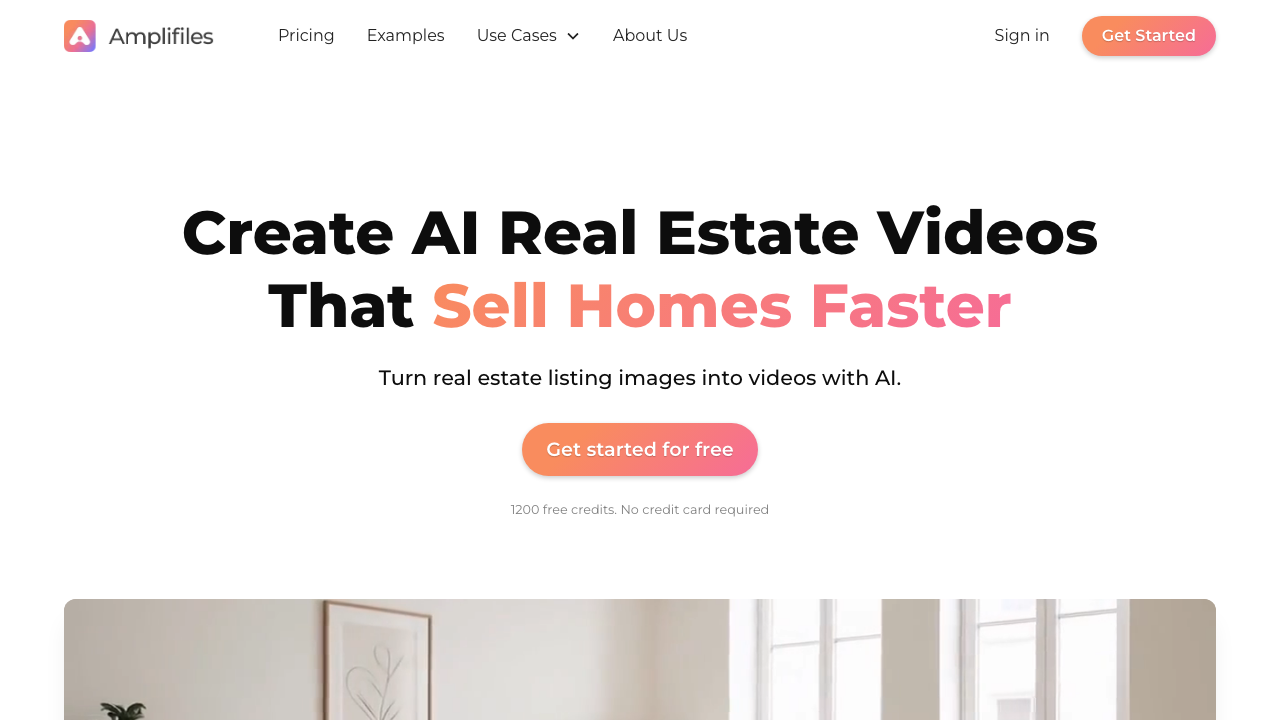 Amplifiles AI real estate video platform homepage