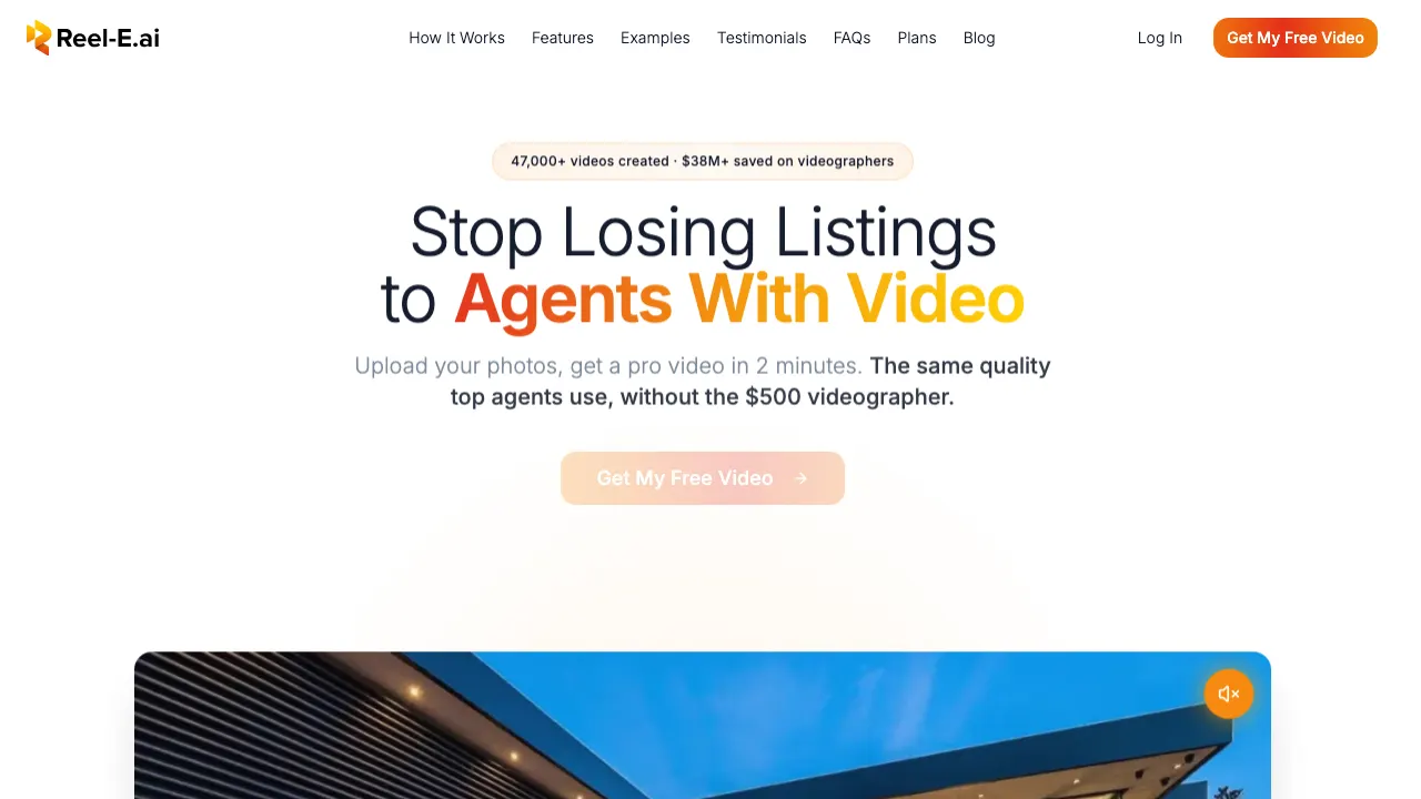 Reel-E AI listing video generator homepage