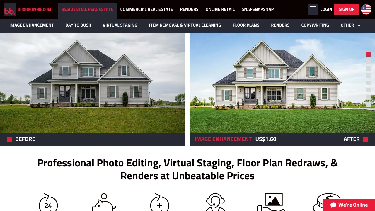 BoxBrownie real estate photo editing homepage