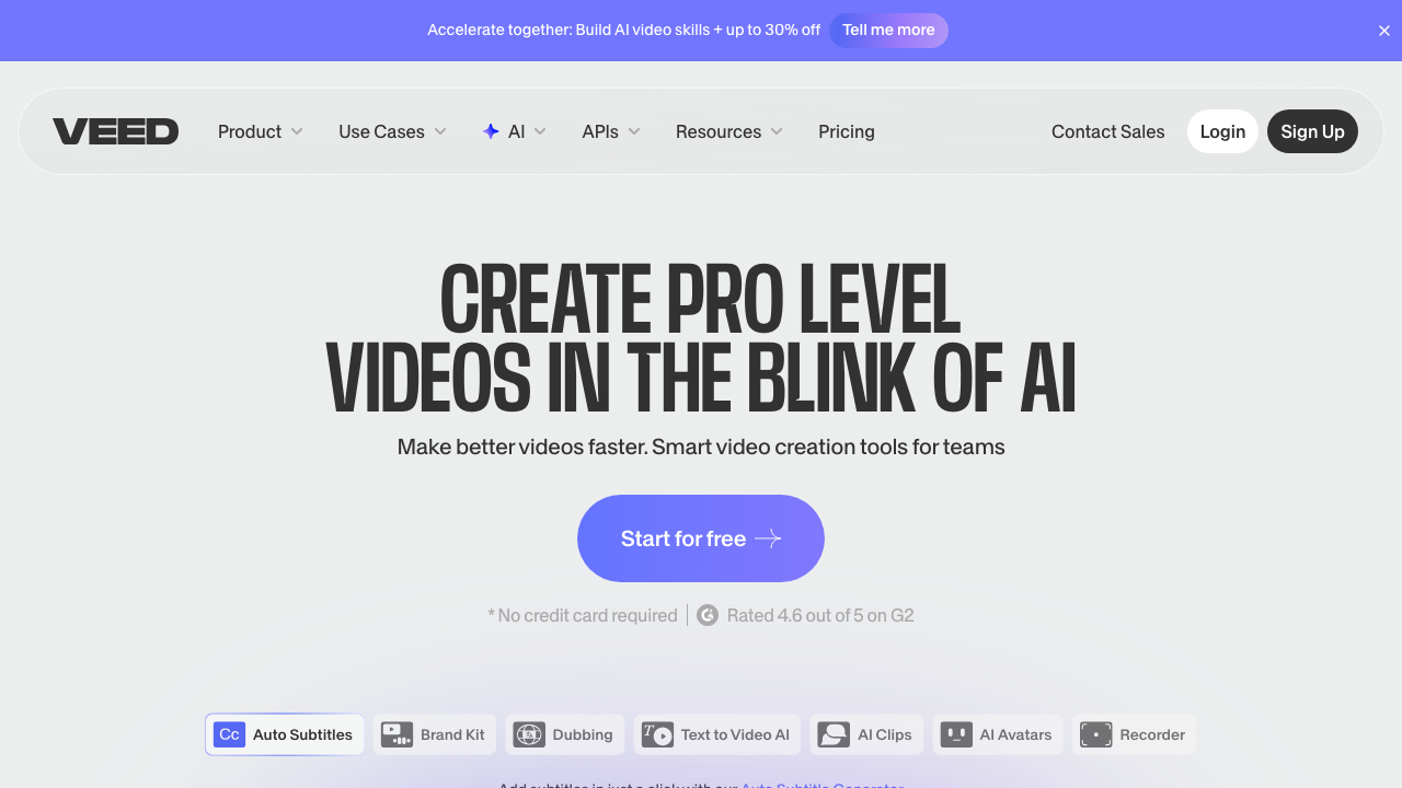 VEED.io online video editor homepage