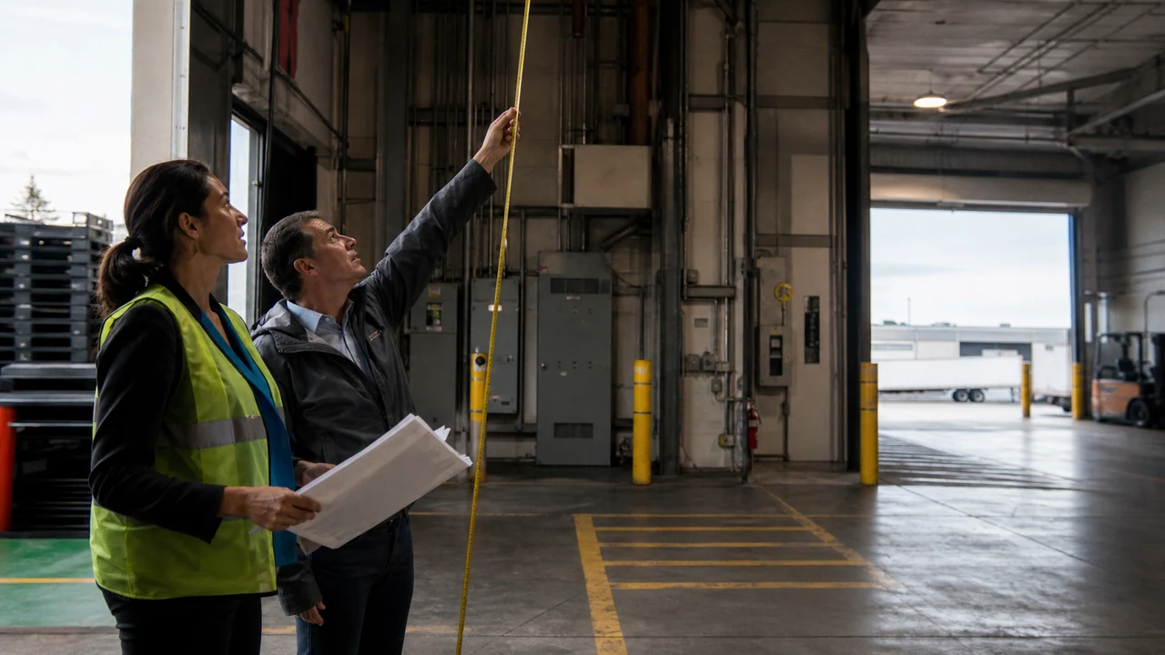 Broker and operator walking an industrial property to verify campaign facts