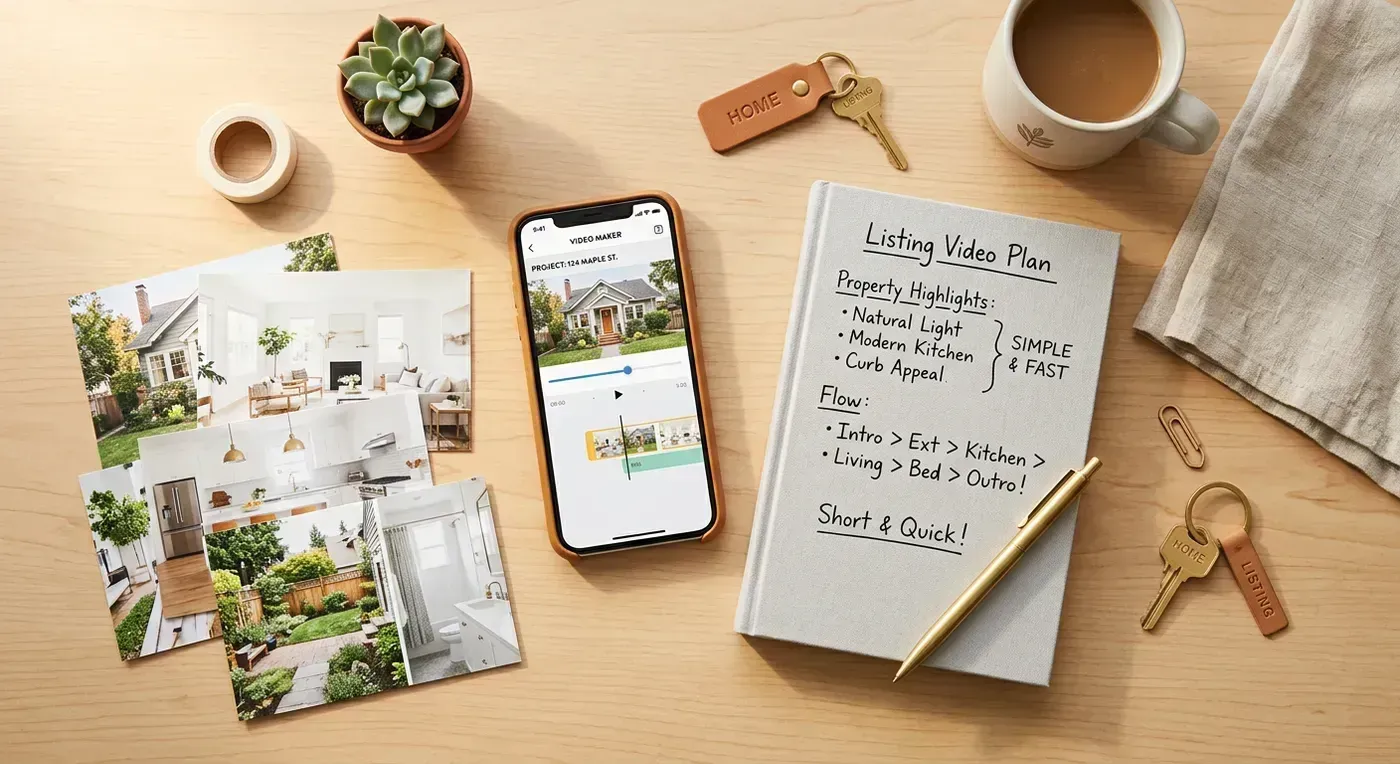 Stunning modern living room with floor-to-ceiling windows and city skyline view at golden hour