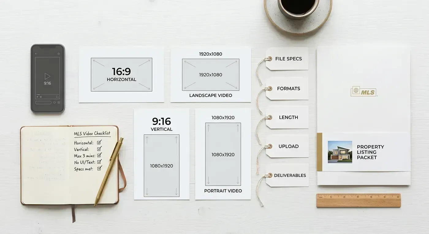 Quick-reference layout of listing video formats and MLS requirements
