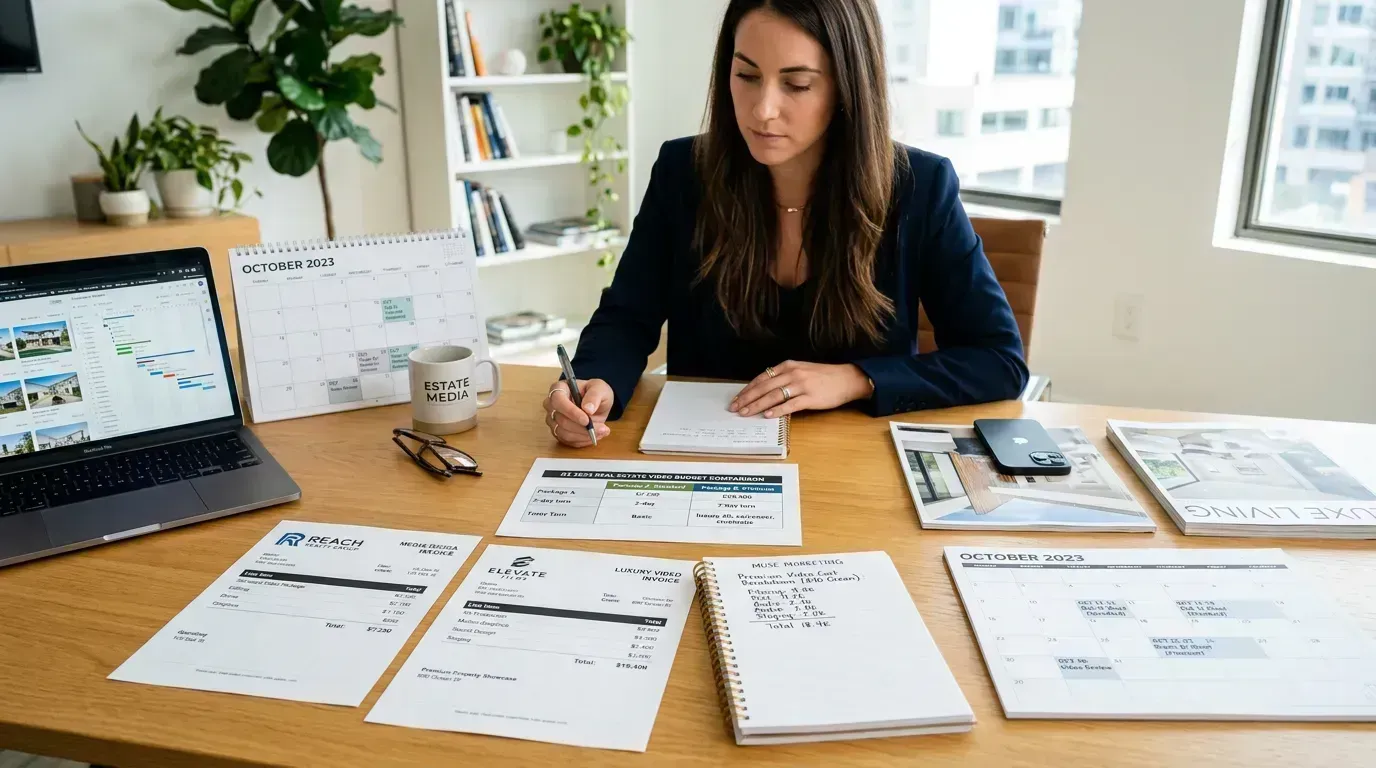 Real estate video cost comparison with invoices and production notes