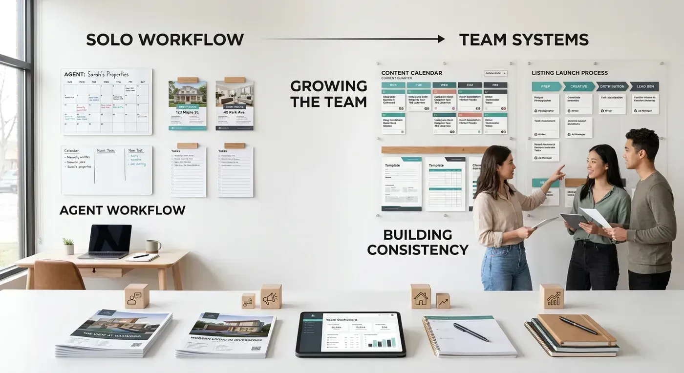 Decision chart showing which video marketing tools fit different listing volumes
