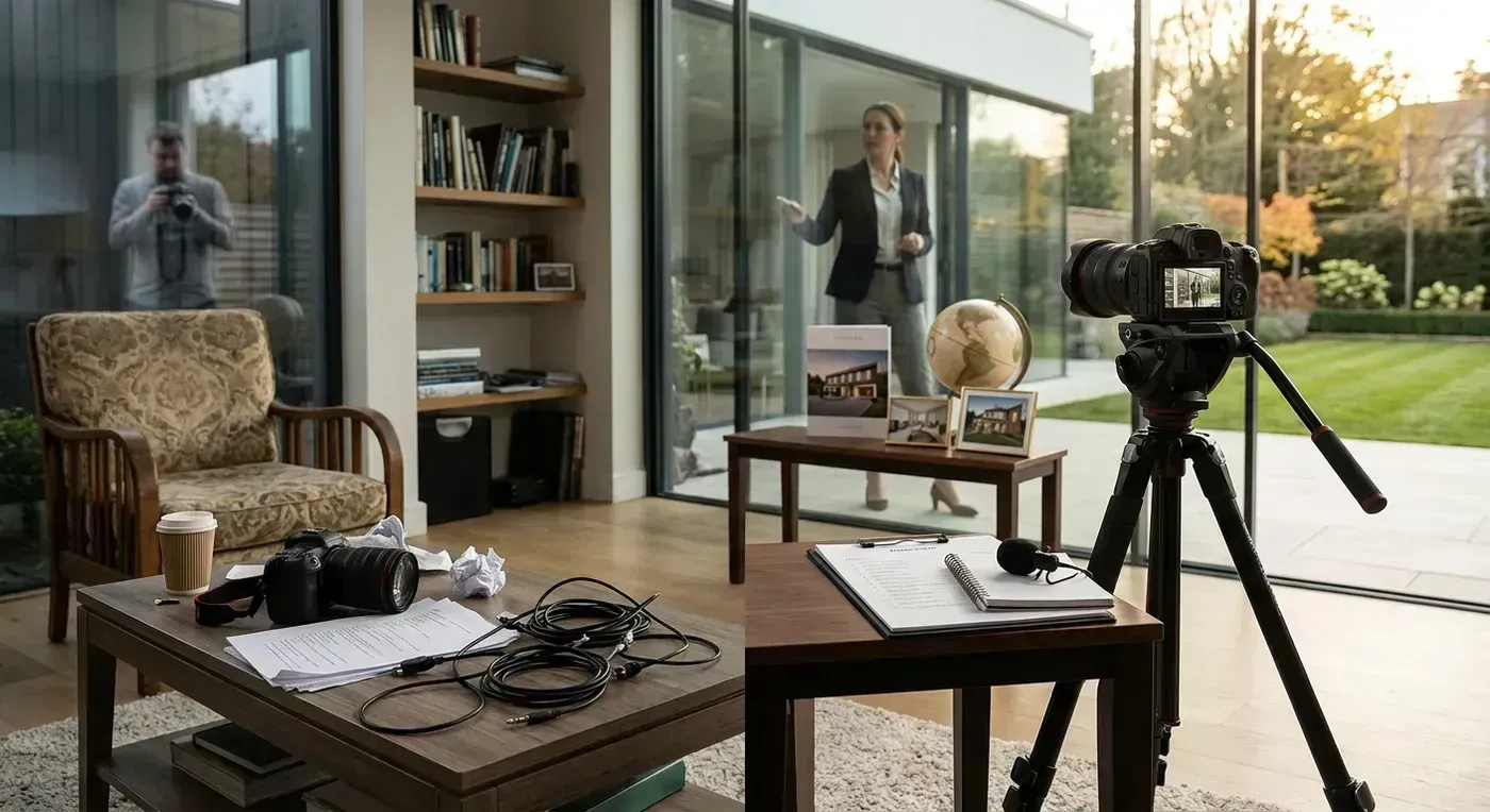 Split screen showing a dark, poorly lit listing photo next to the same room photographed with proper lighting