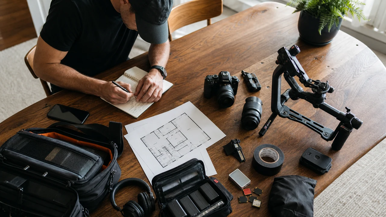 Producer and agent completing a room by room preproduction walkthrough