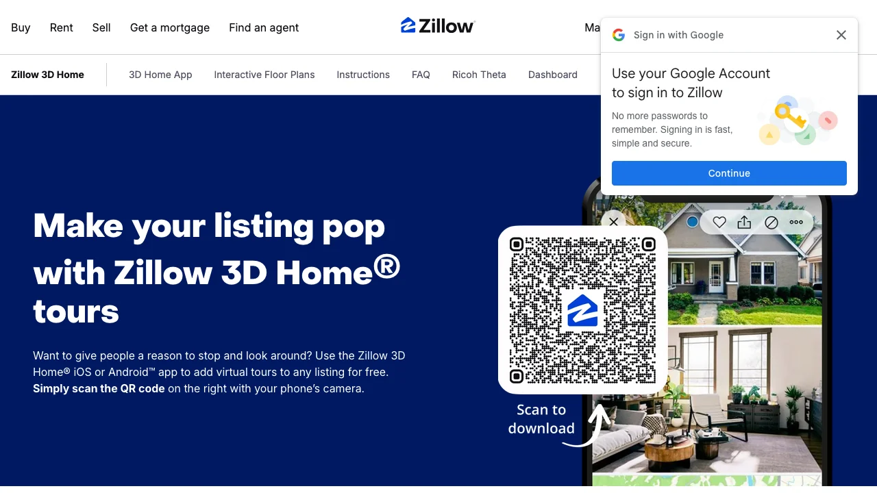 Zillow 3D Home virtual tour app