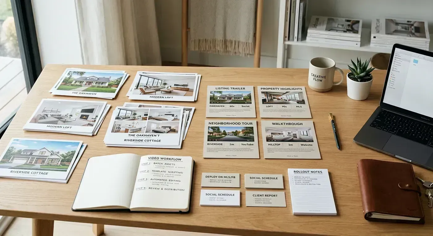 Editorial contrast between premium custom property marketing and scalable listing workflow planning