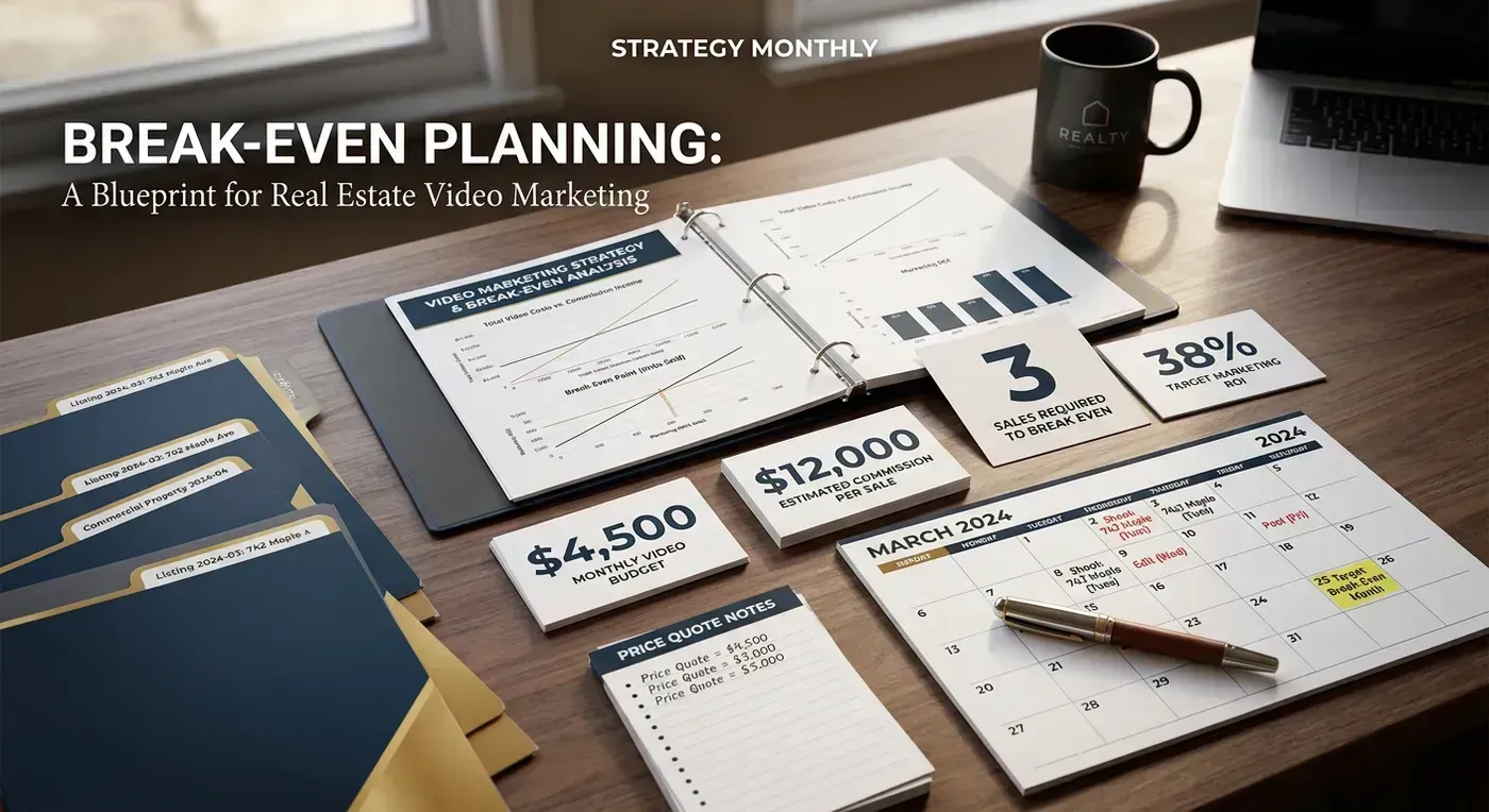 Presentation-style editorial image showing a listing pipeline and cost break-even plan