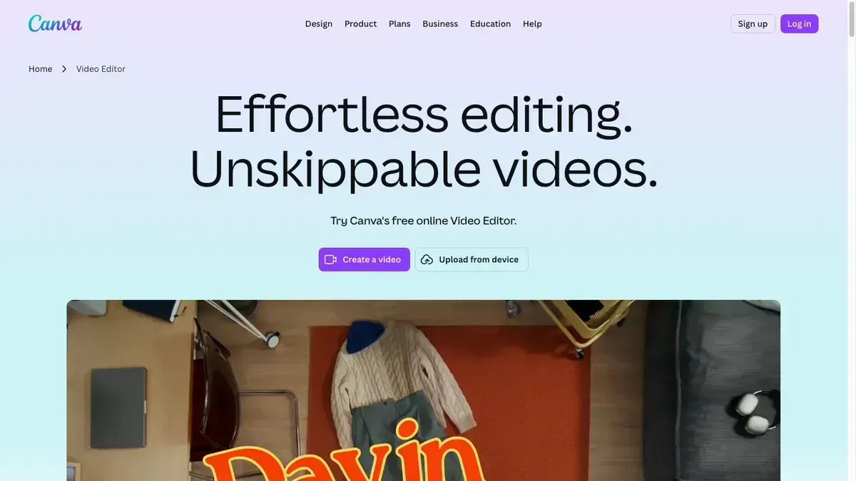 Canva homepage and product workflow used for this comparison