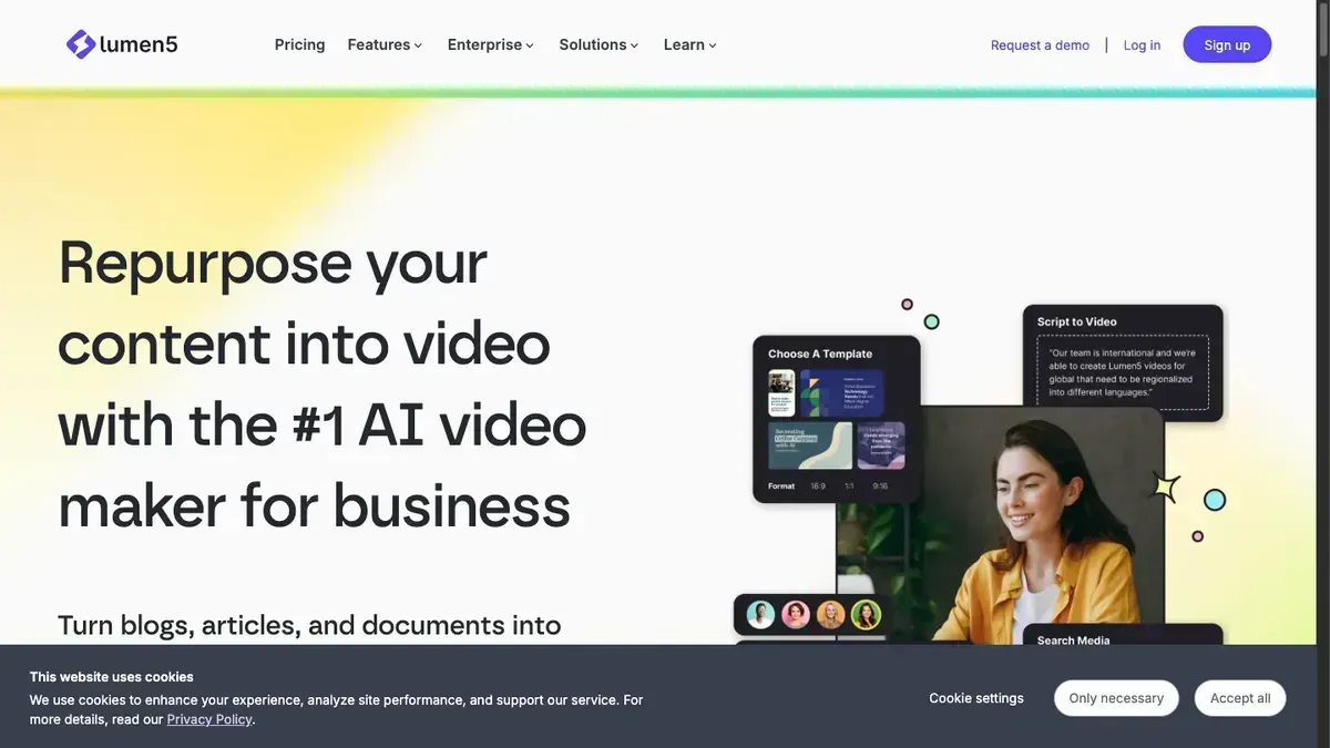 Lumen5 homepage and product workflow used for this comparison