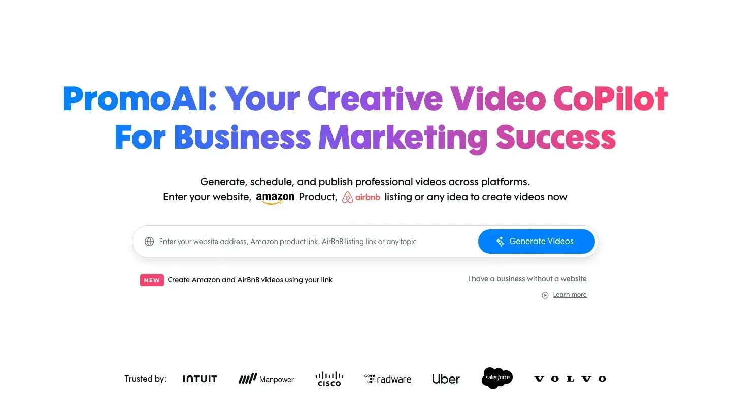Promo homepage and product workflow used for this comparison