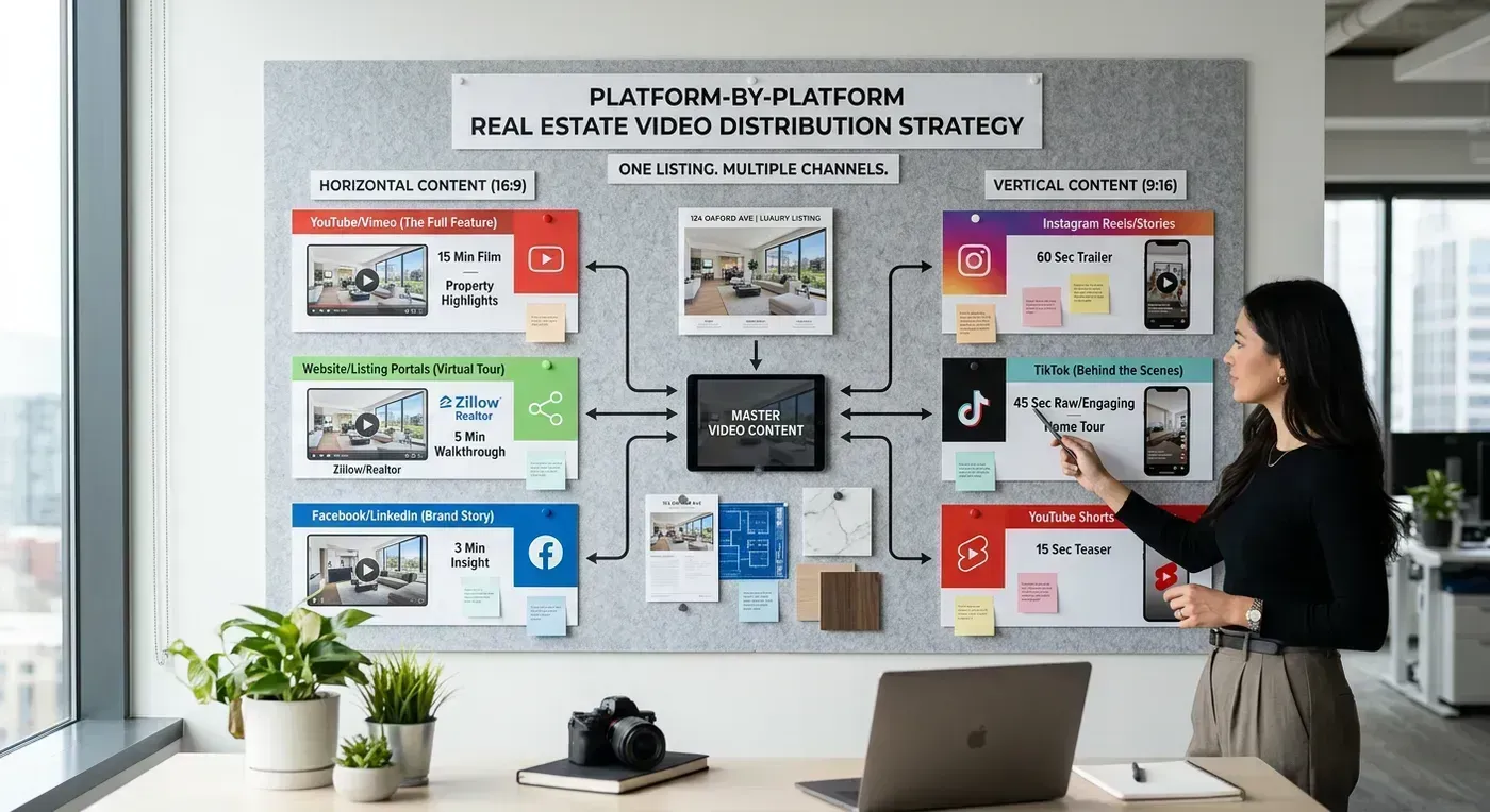Real estate video format specs for Instagram Reels, TikTok, YouTube, and MLS platforms
