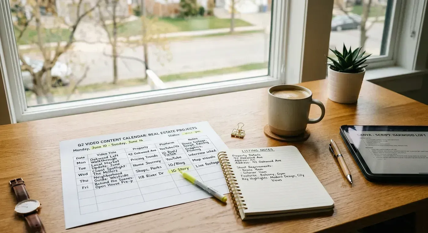 4-step process for real estate video marketing: upload photos, choose music, AI creates video, post everywhere