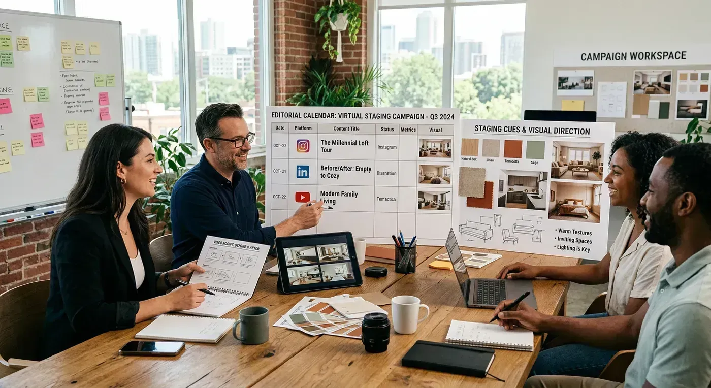 Cost analysis scene for virtual staging video planning