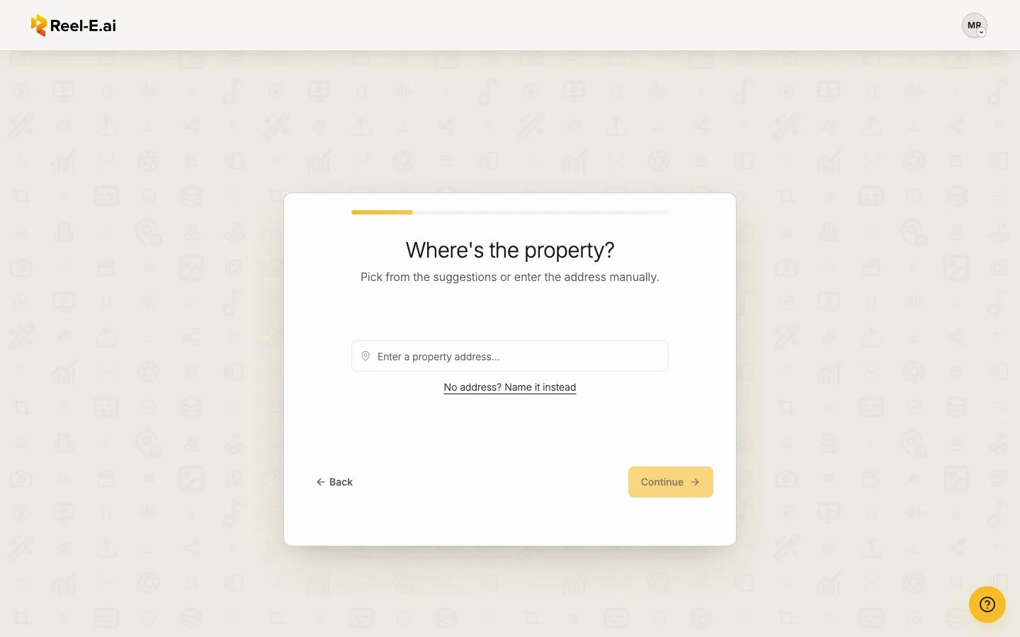 The Where's the property? step with an address suggestion list