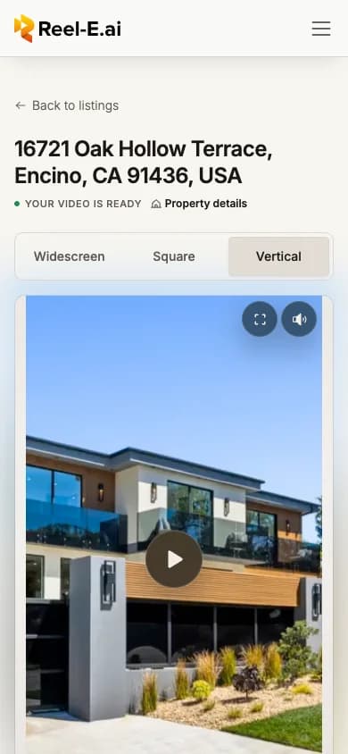 The listing page on a phone, opened on Vertical