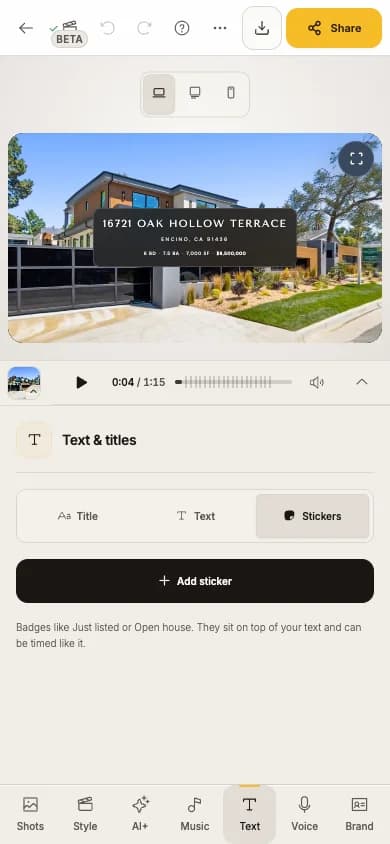 The Stickers tab on a phone