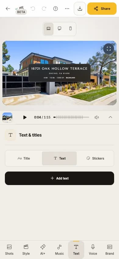The Text tab on a phone