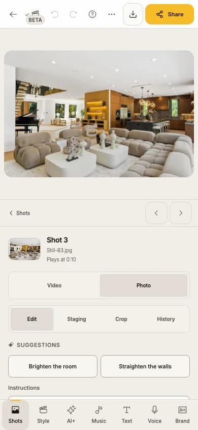 The photo editor on a phone, with the Edit tab under the photo