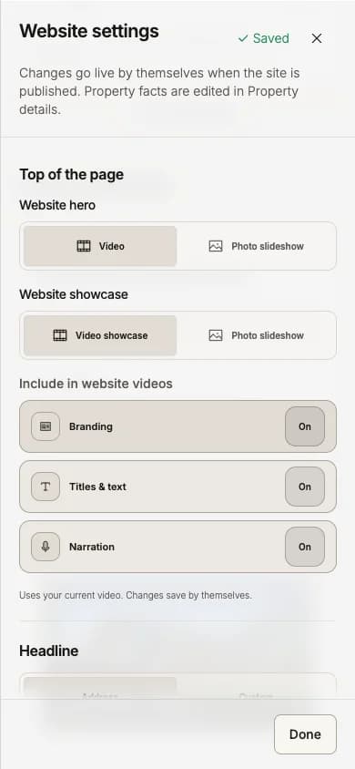 Website settings on a phone