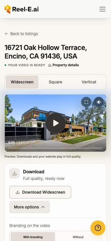 The Download card on a phone, with Save Vertical to Photos