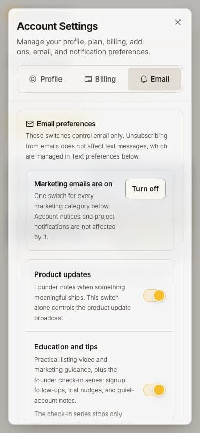 Email & Notifications on a phone